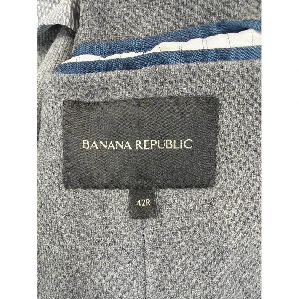 Banana Republic Mens Gray Cotton Knit Blazer Sport Coat 42R 2-Button Jacket